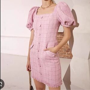 LPA Pink Puff Sleeve Mini Dress